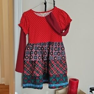 Matilda Jane Red and Blue Patterned Kids Dress